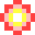 A small round flame, white at its heart, ringed with yellow and red